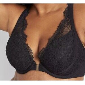 Cacique Women Bra 42DD Black Floral Push Up Underwired Lace Strap